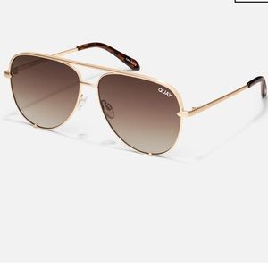 Quay aviator gold sunglasses Nordstrom rack eyewear mirror new high key brown